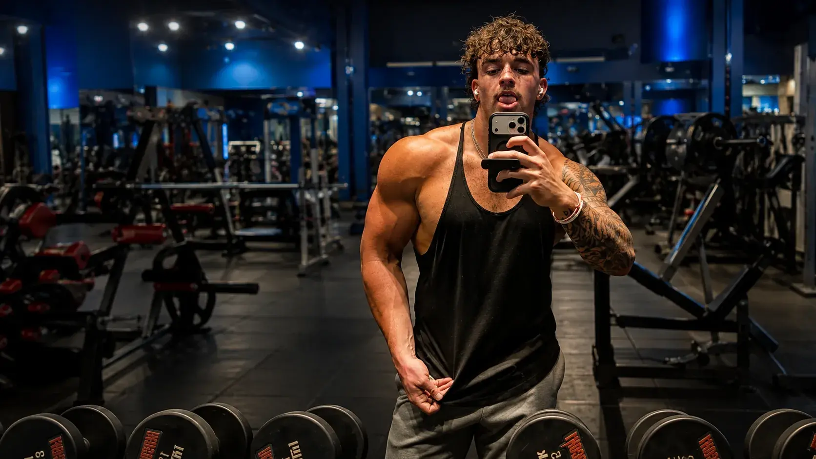 Sam Hanson in the gym